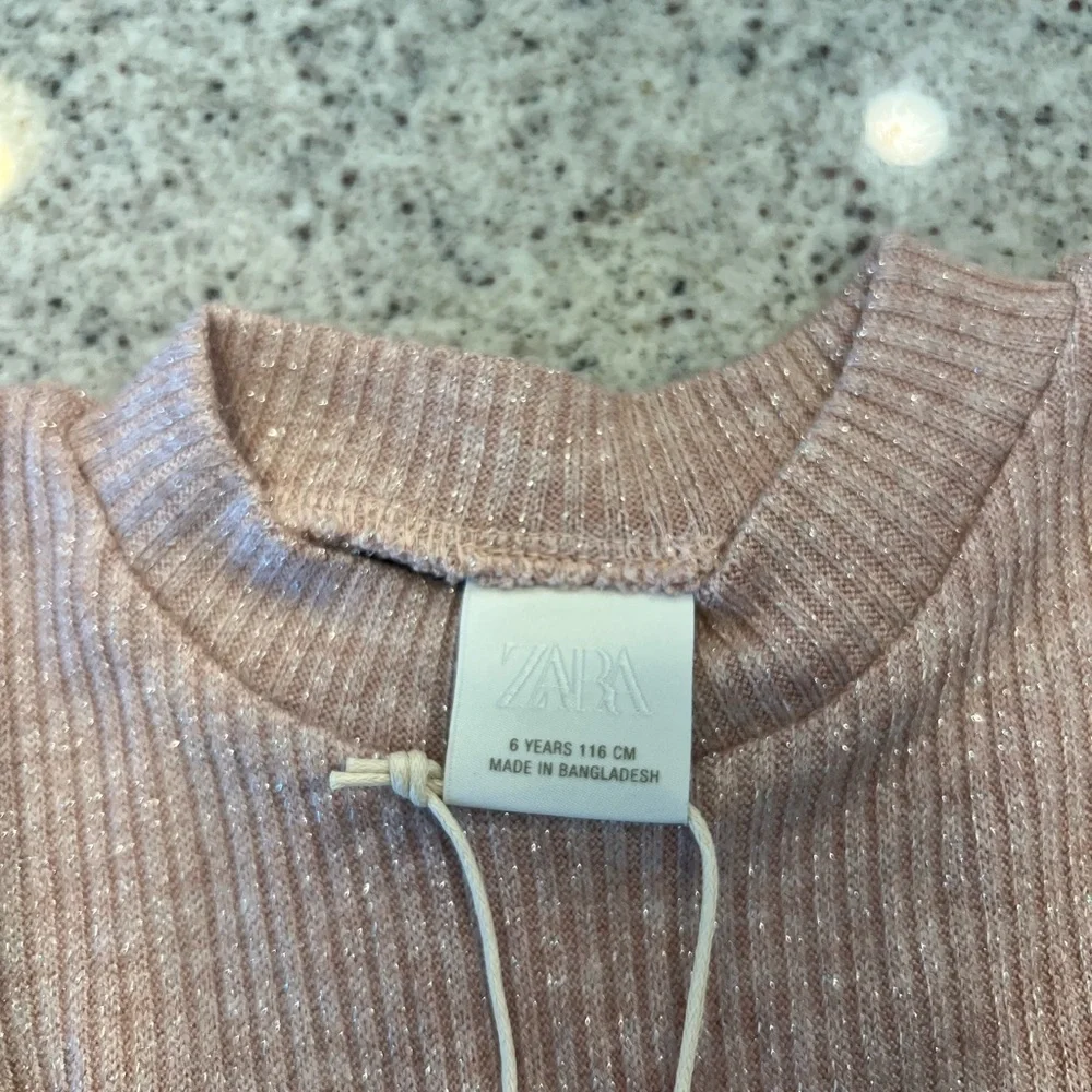 Zara Kids Ribbed Matching Set in Light Mauve Pink